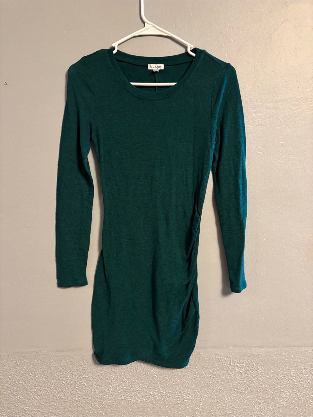 love, Fire Emerald Green Long Sleeve Knit Dress